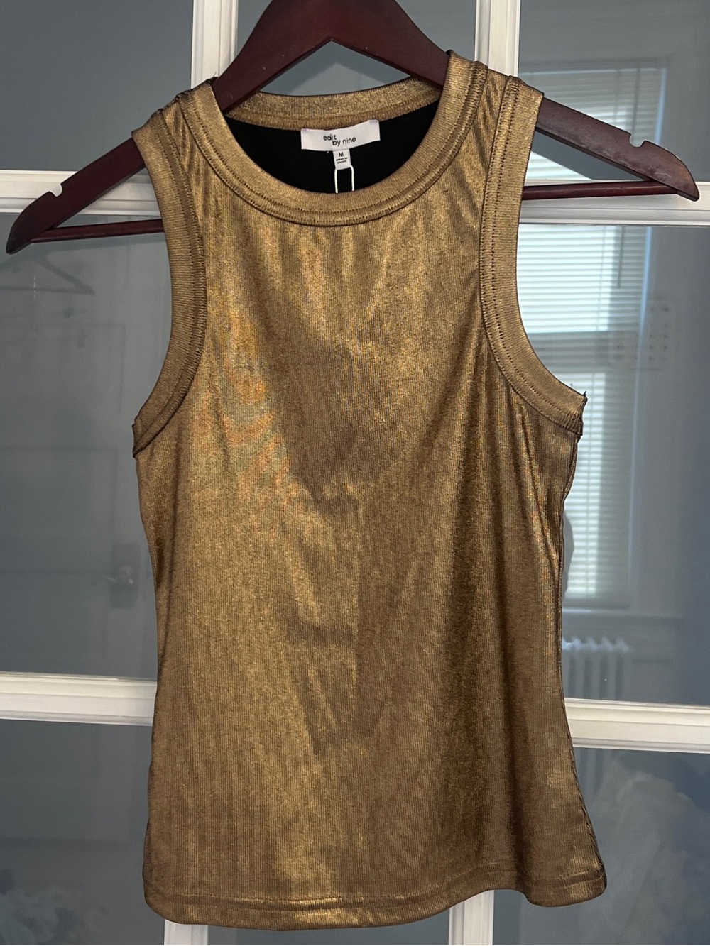 EDIT BY NINE Women's Bronze Metallic Tank Top Size M NEW